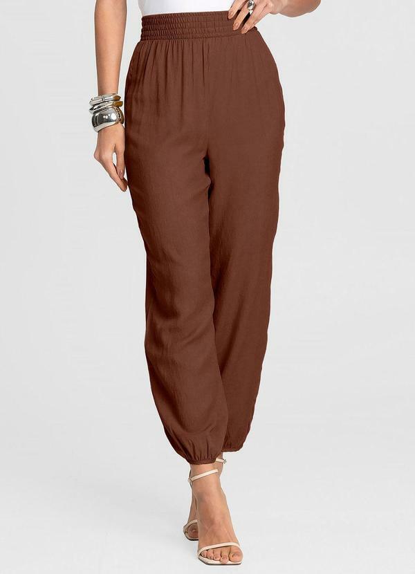 Calça Feminina Aladim em Tecido Viscose Marrom