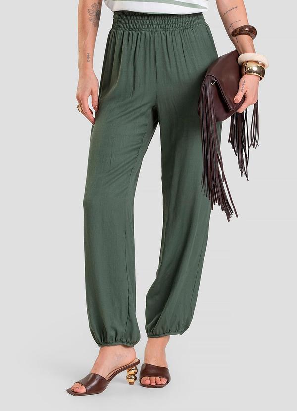 Vista 2 Calça Feminina Aladim em Tecido Viscose Verde Dianna Dianna