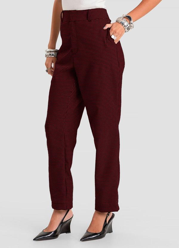 Calça Feminina Cenoura em Xadrez Dueto Vermelho