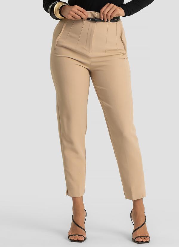 Calça Feminina com Cinto Alfaiataria Marrom