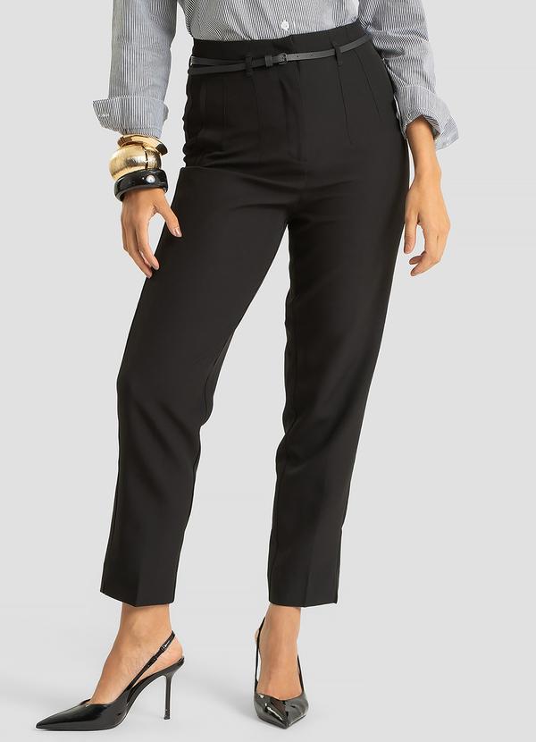 Calça Feminina com Cinto Alfaiataria Preto