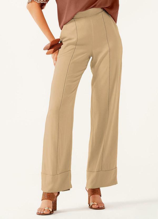 Calça Feminina com Recortes Bege