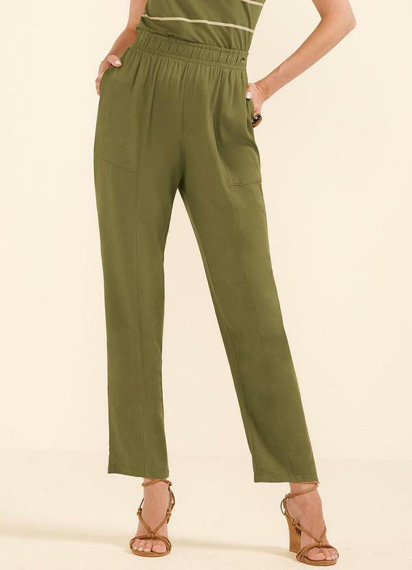 Calça Feminina Creponada com Bolsos Verde