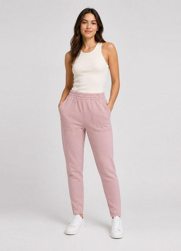 Calça Feminina em Moletom com Bolso Rosa