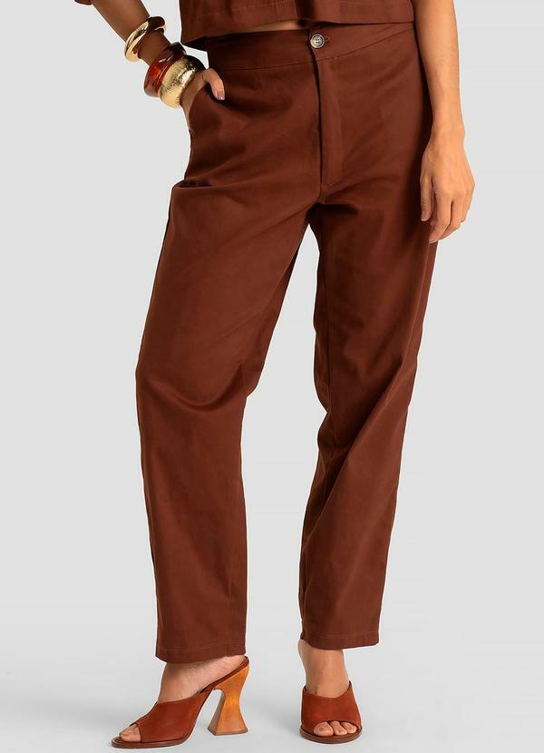 Calça Feminina em Sarja com Elastano Marrom