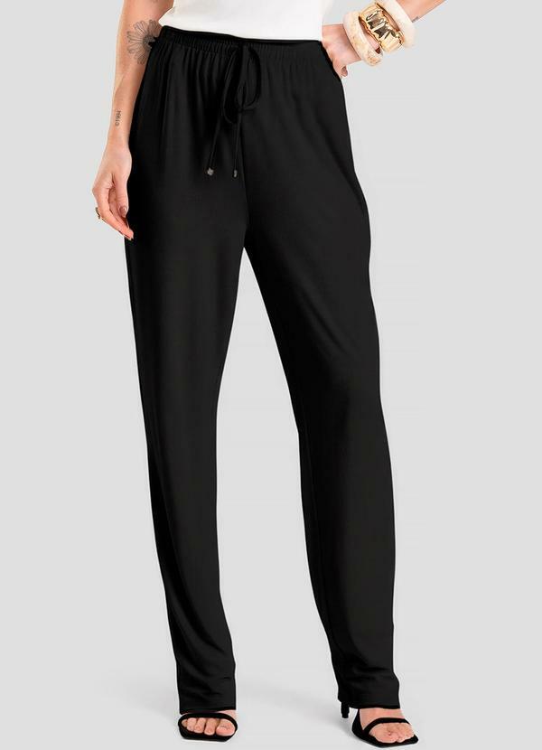 Calça Feminina em Visco Maquinetada Preto