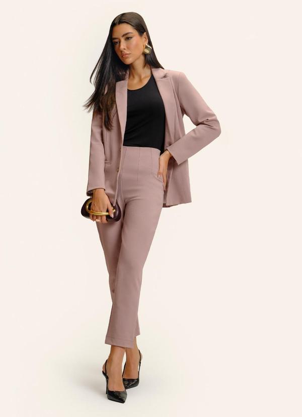 Calça Feminina Reta Ponto Roma Rosa