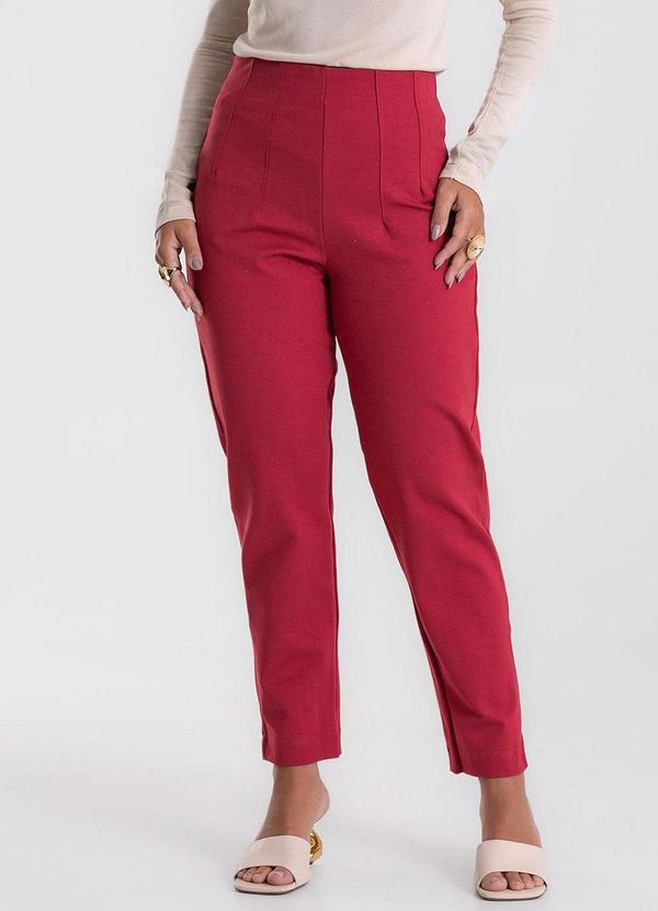 Calça Feminina Reta Ponto Roma Vermelho