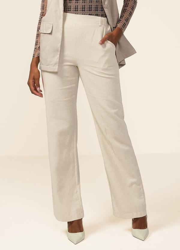 Calça Feminina Tecido Flanelado Bege