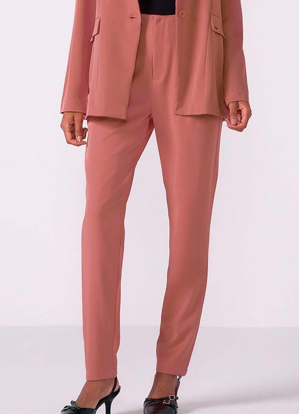 Vista 2 Calça Feminina Tecido Plano Rosa Marialícia Marialícia