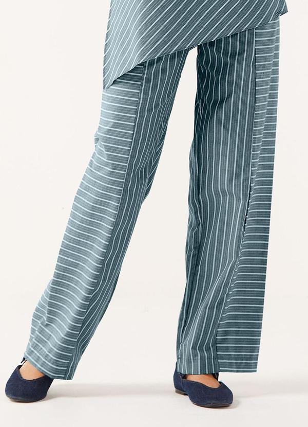 Calça Feminina Tricoline Listrada Azul