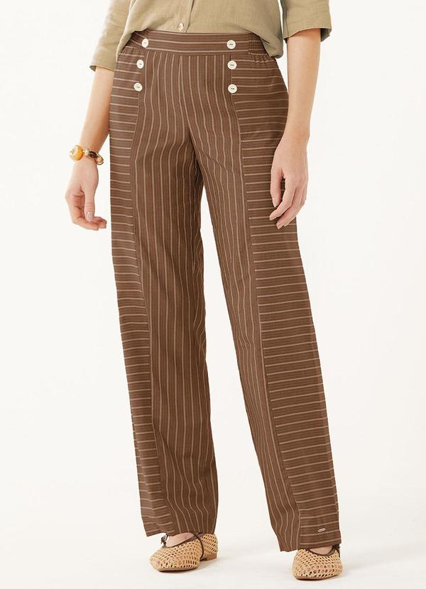 Calça Feminina Tricoline Listrada Marrom