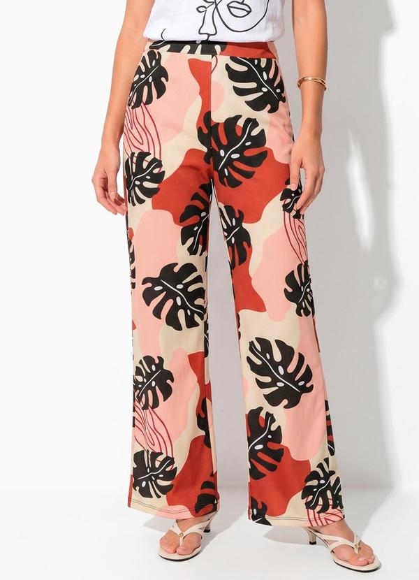 Vista 2 Calça Folhagem Pantalona Cintura Alta Moda Pop Moda Pop