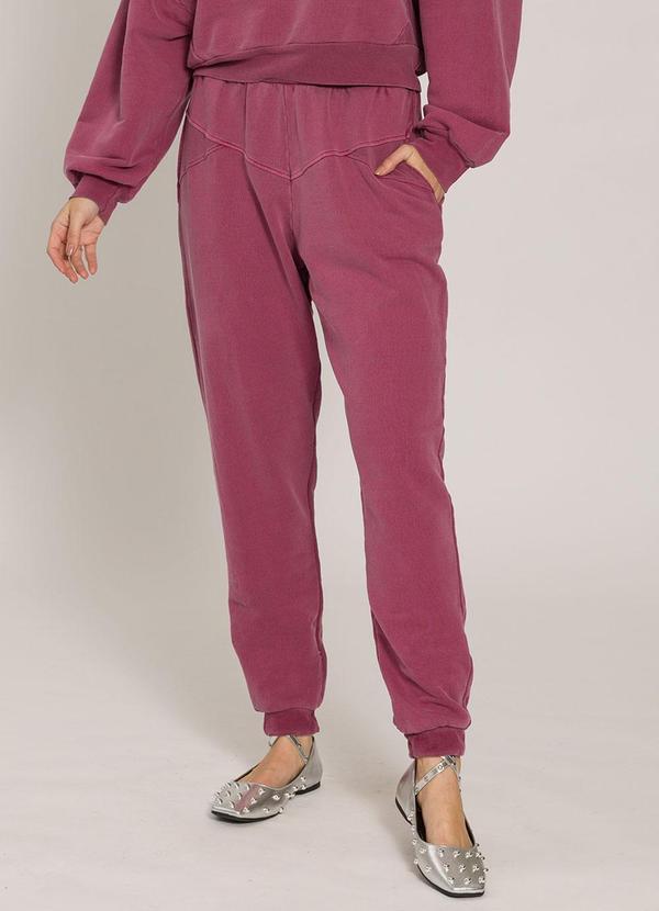 Calça Jogger em Moletom Estonado Roxo