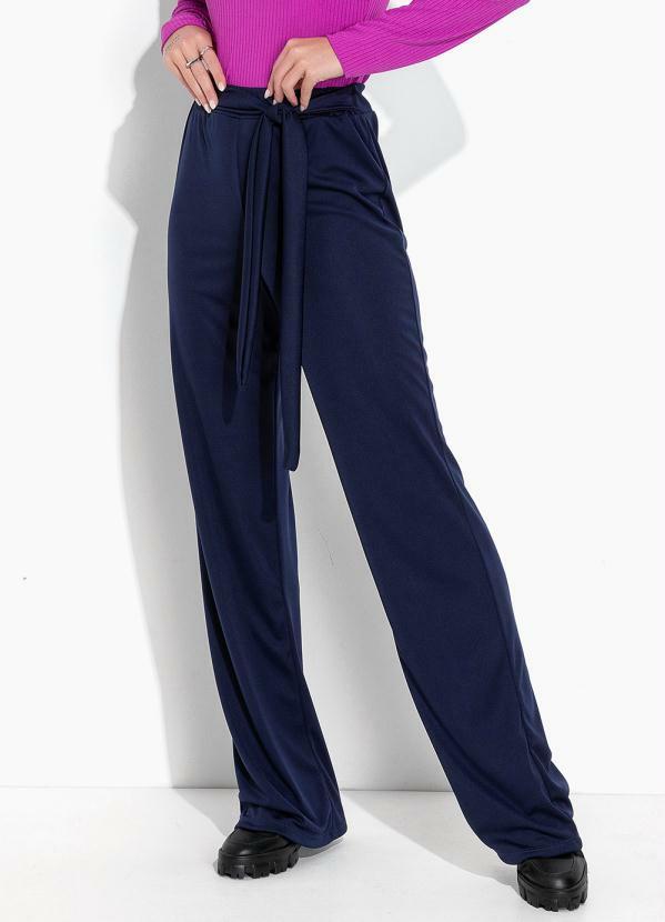 Vista 2 Calça Marinho com Faixa Fixa para Amarração Moda Pop Moda Pop