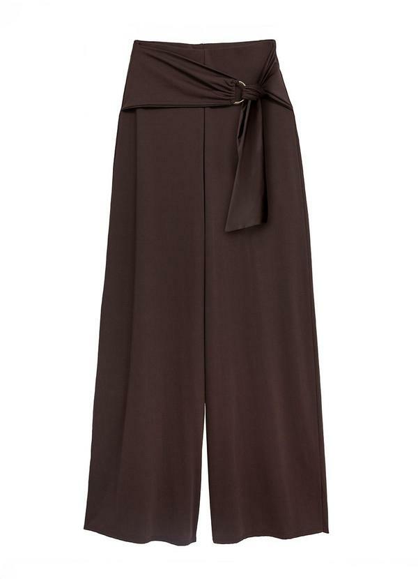 Calça Reta com Amarração Café