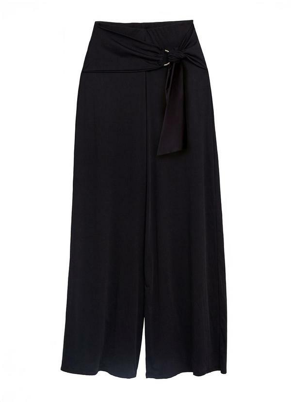 Calça Reta com Amarração Preto