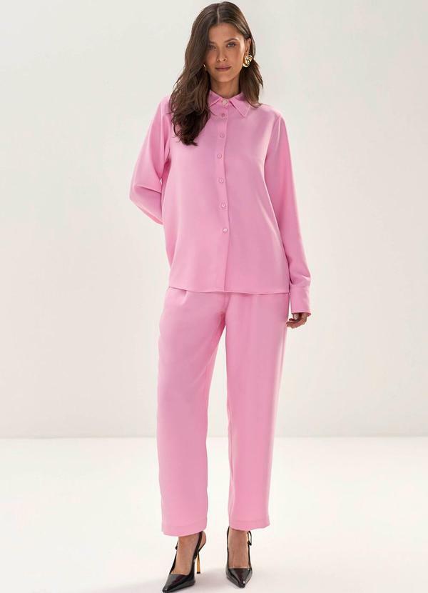 Vista 2 Calça Reta com Detalhe Cós Rosa Carlota Costa Carlota Costa