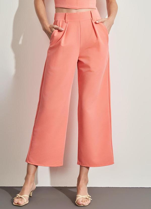 Calça Reta Cropped em Alfaiataria Comfy Laranja
