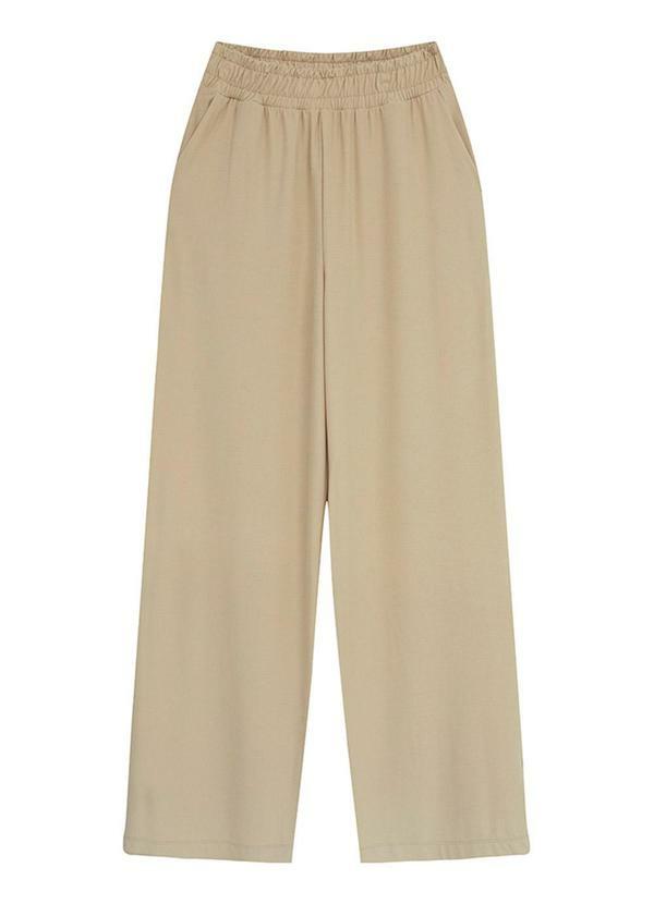 Calça Reta em Crepe Areia