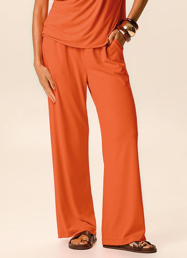 Calça Reta em Crepe Laranja
