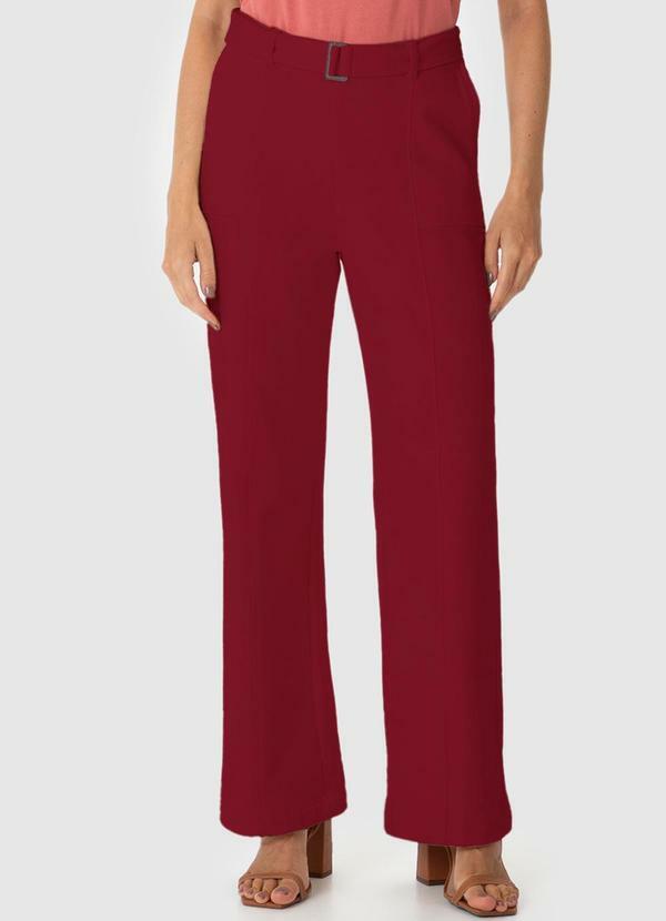 Vista 2 Calça Reta em Moletom Flanelado Vermelho Malwee Malwee