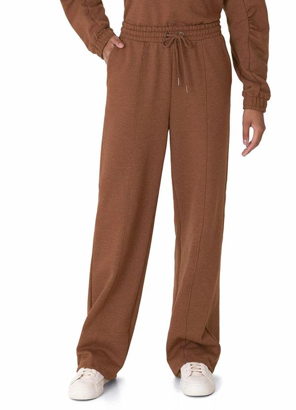 Calça Reta em Moletom Marrom