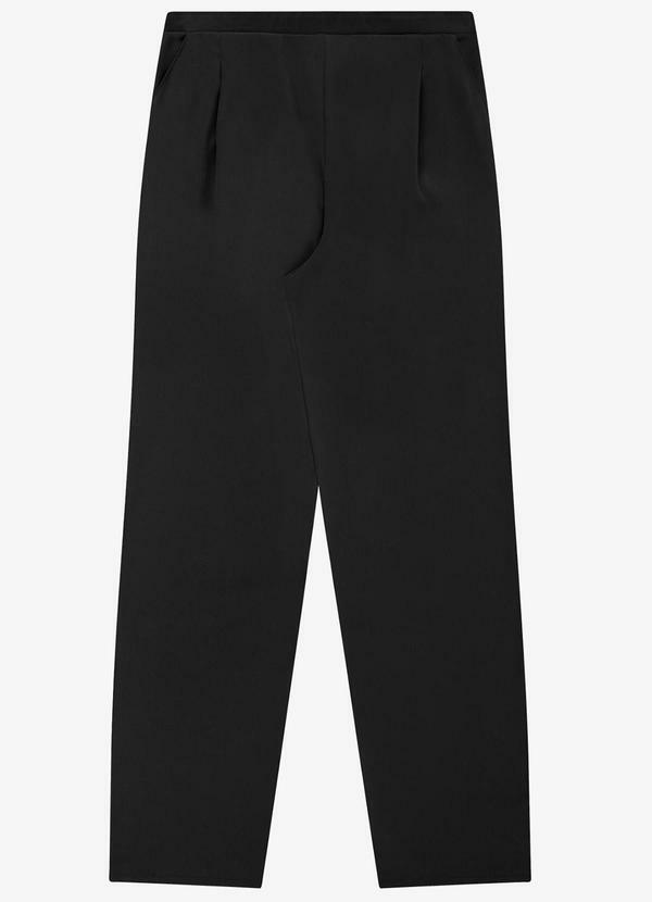 Calça Reta em Tecido Twill Preto