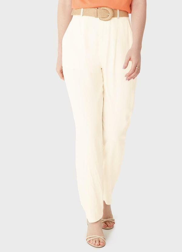 Vista 2 Calça Reta em Viscolinho Off White Malwee Malwee