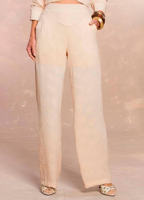 Calça Reta Soft Garden Geometric Flow Branco