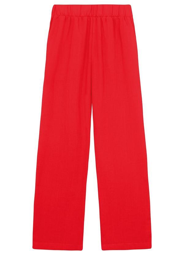 Calça Reta Texturizada Vermelho