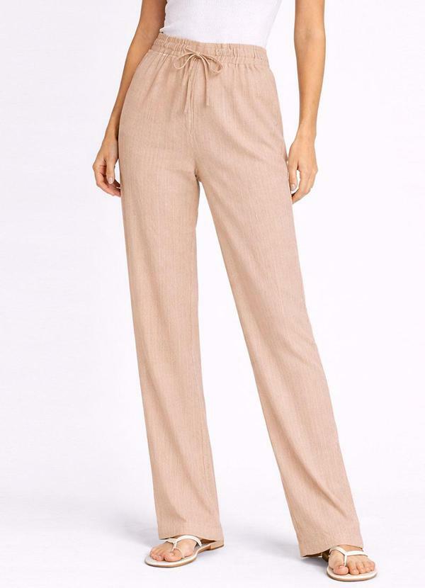 Calça Risca de Giz Feminina em Air Flow Bege