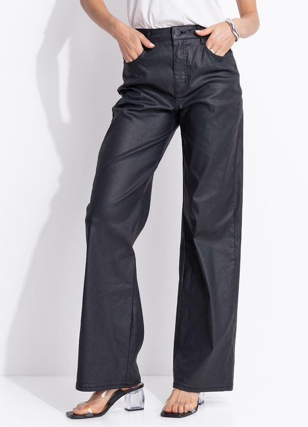 Calça Sarja Juliette Stretch Resinada Preto