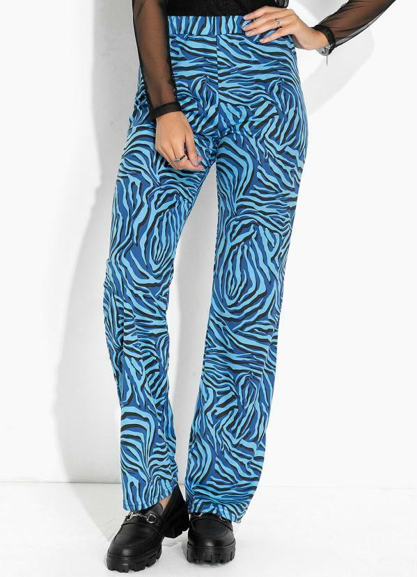 Calça Tigre Azul com Cintura Alta