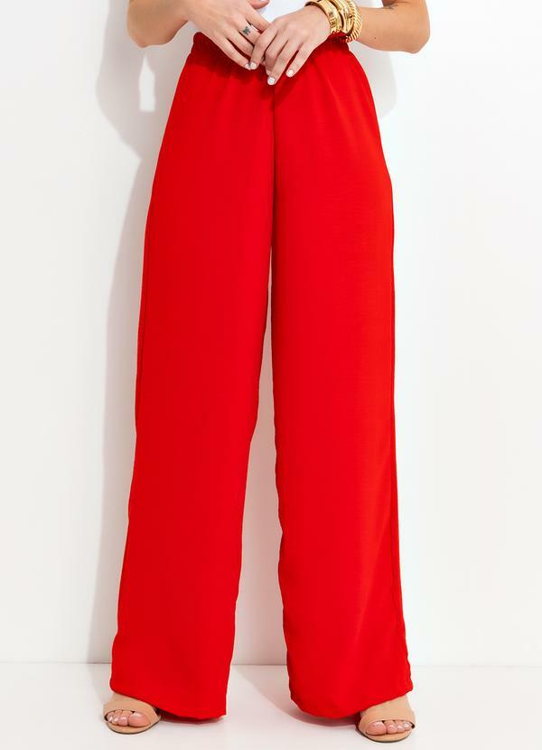 Calça Vermelho em Crepe Plano