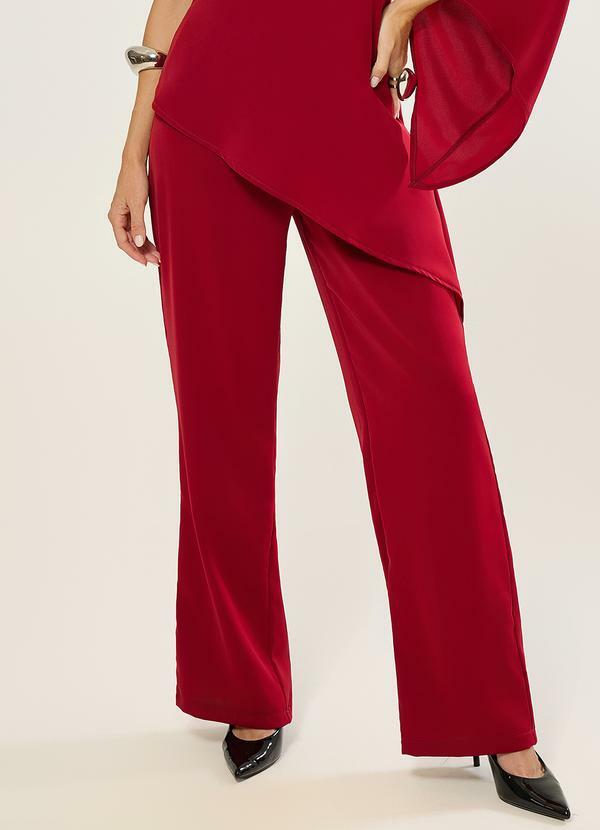 Calca Wide com Bolsos Vermelho Chilly