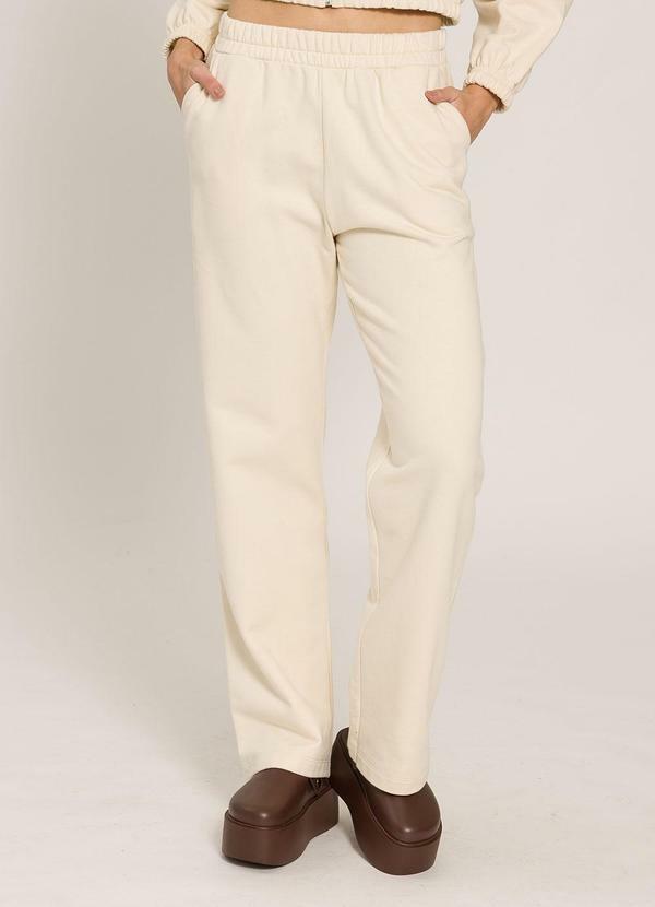 Calça Wide Leg em Moletom Branco