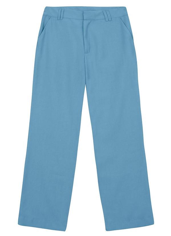 Calça Alfaiataria em Viscose Sarjada Azul Claro