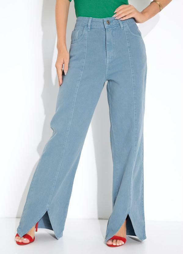 Vista 2 Calça Azul Wide Leg com Fendas Sawary Sawary Jeans Sawary Jeans