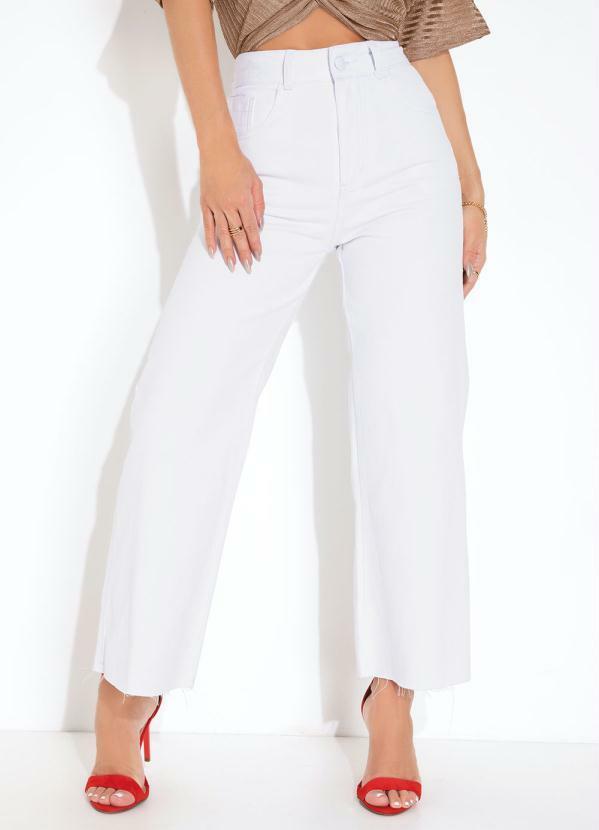 Calça Branca Wide Leg Cropped Sawary