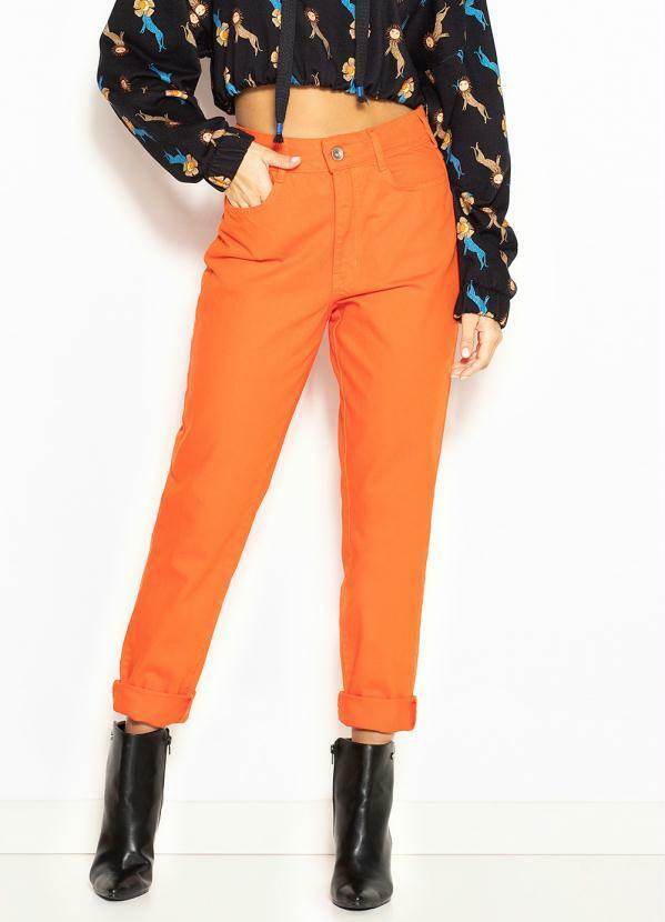Vista 2 Calça Mom de Sarja Laranja Colcci Colcci