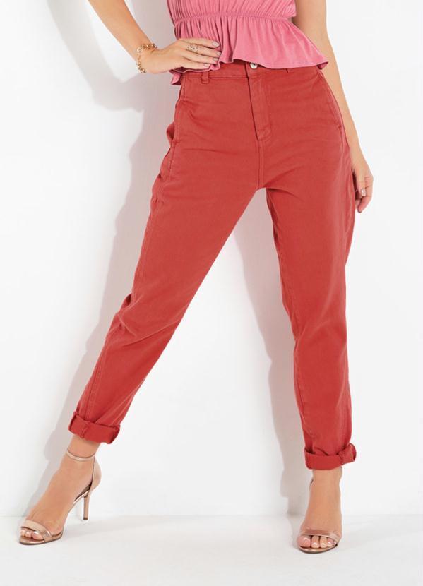 Calça Mom Jeans Vermelha Sawary