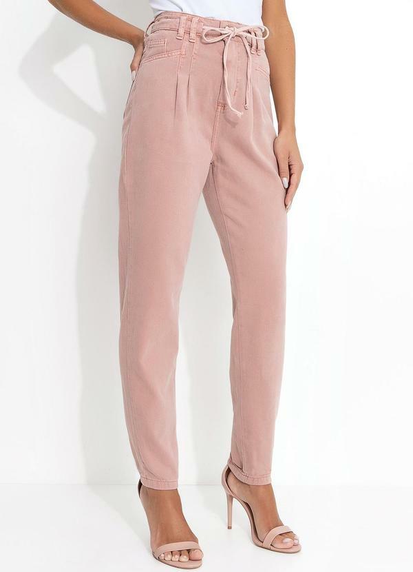 Calça Rosê Mom Jeans Sawary com Cadarço