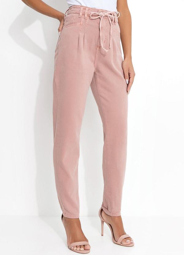 Calça Rosê Mom Jeans Sawary com Cadarço