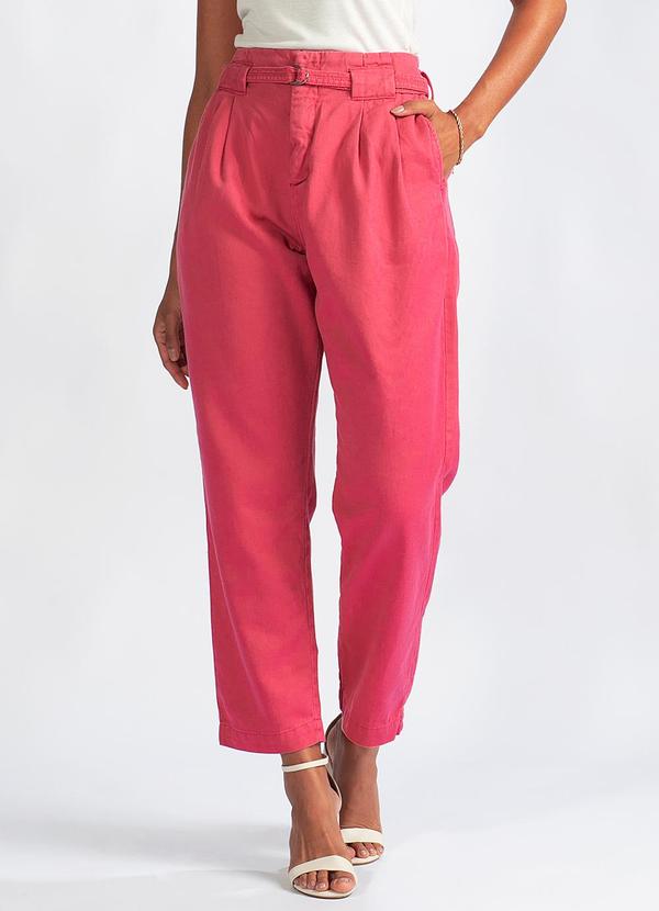 Calça Sarja Clochard Pregas Rosa