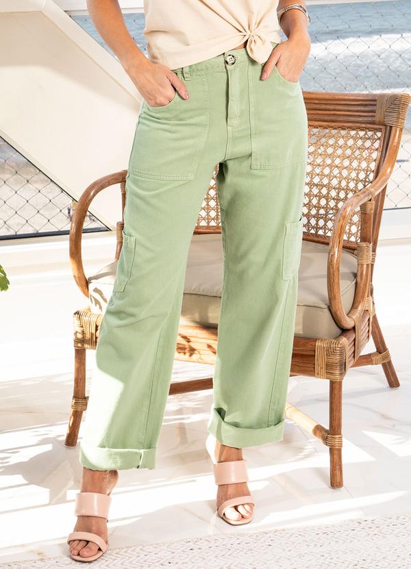Calça Verde Claro em Sarja