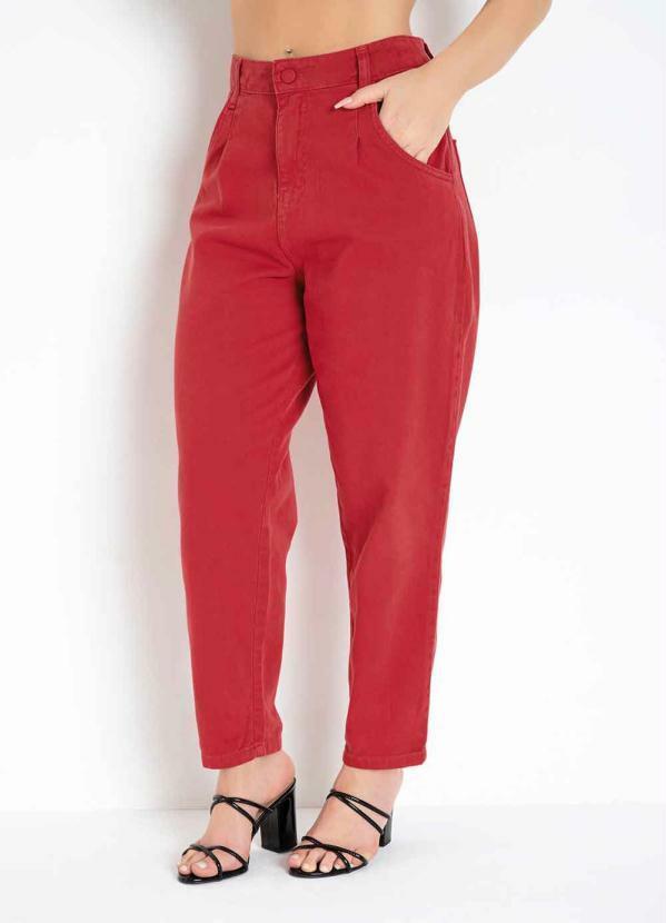 Calça Vermelha Slouchy com Bolsos Sawary