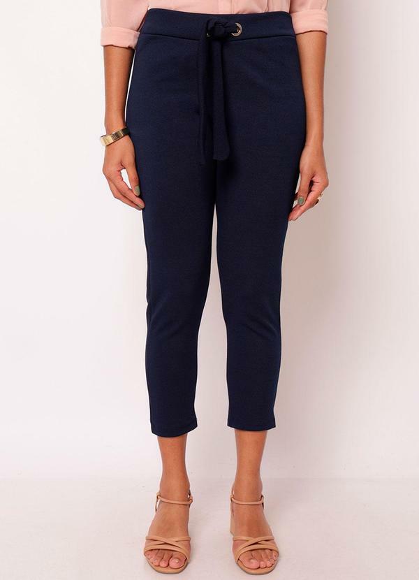 Calça Feminina Cigarrete Texturizada Marinho
