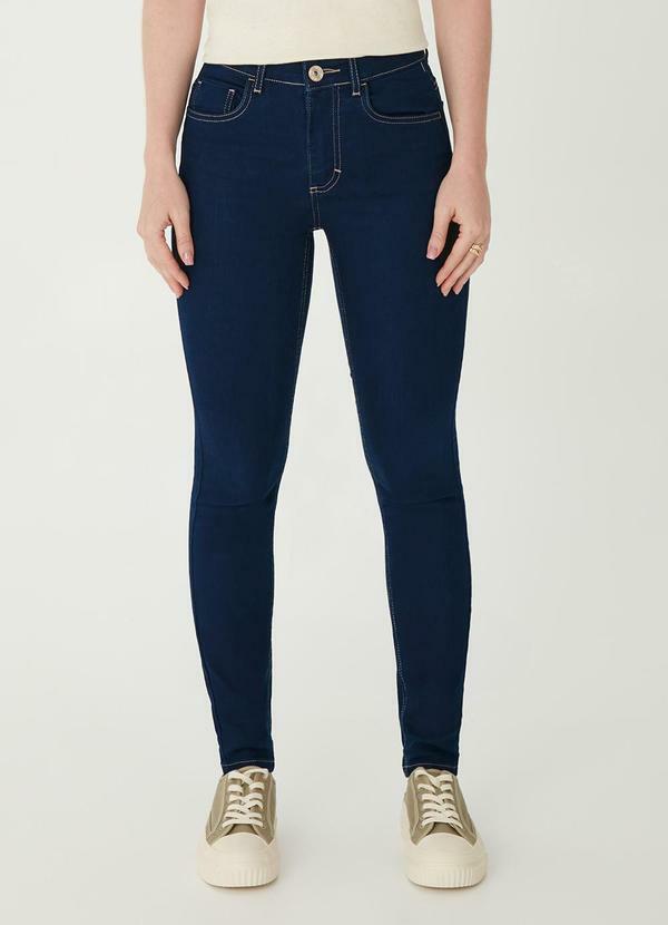 Vista 2 Calça Skinny Jeans Feminina Azul Escuro Malwee Malwee
