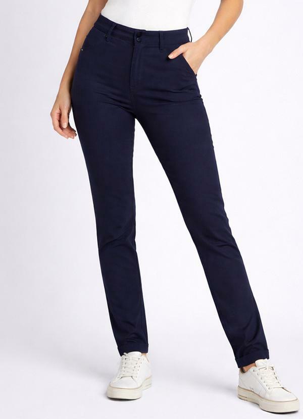 Calça Social Feminina em Bengaline Azul